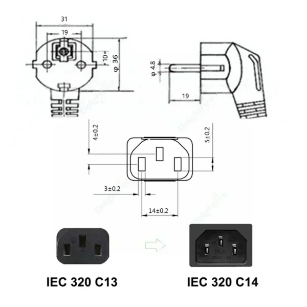EU Plug AC Power Supply Cable IEC 320 C13 C5 Type E AC Power Cord For PC Computer Monitor HDTV Printer Samsung TV Projector - Image 5