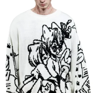 Cartoon Knitted Sweaters Men Casual Oversized Fashion Women Streetwear Tops Harajuku Pullover Aesthetic Vintage Clothes Goth