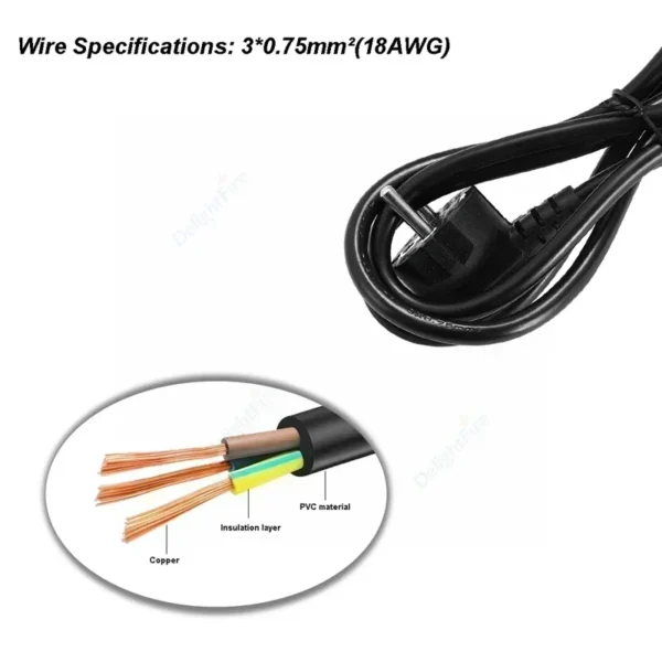 EU Plug AC Power Supply Cable IEC 320 C13 C5 Type E AC Power Cord For PC Computer Monitor HDTV Printer Samsung TV Projector - Image 4