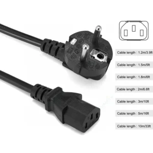 EU Plug AC Power Supply Cable IEC 320 C13 C5 Type E AC Power Cord For PC Computer Monitor HDTV Printer Samsung TV Projector