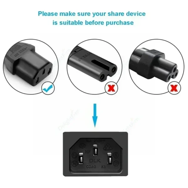 EU Plug AC Power Supply Cable IEC 320 C13 C5 Type E AC Power Cord For PC Computer Monitor HDTV Printer Samsung TV Projector - Image 3